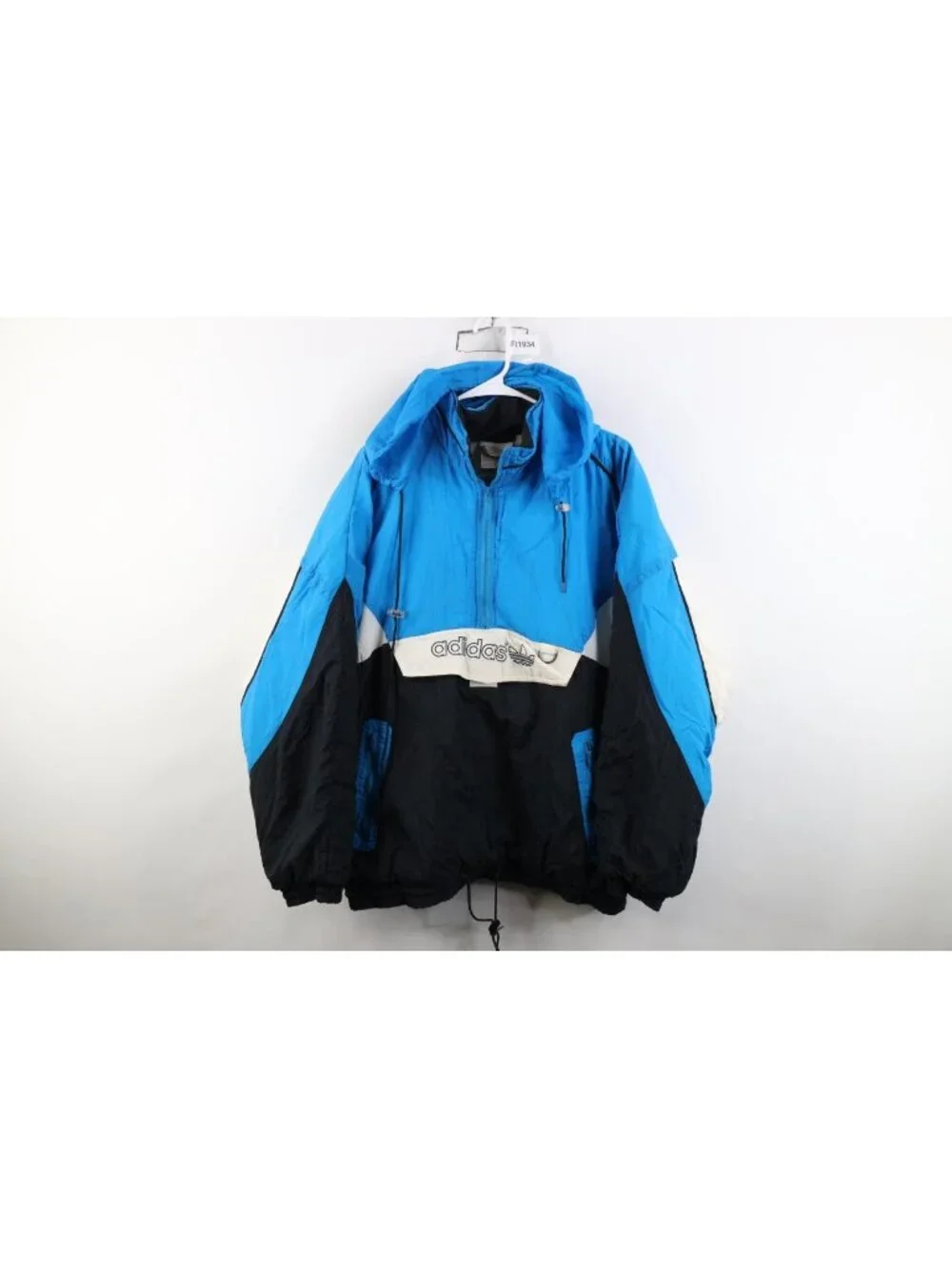 Vintage 90s Adidas Mens Medium Spell Out Pullover Hooded Puffer Anorak Jacket